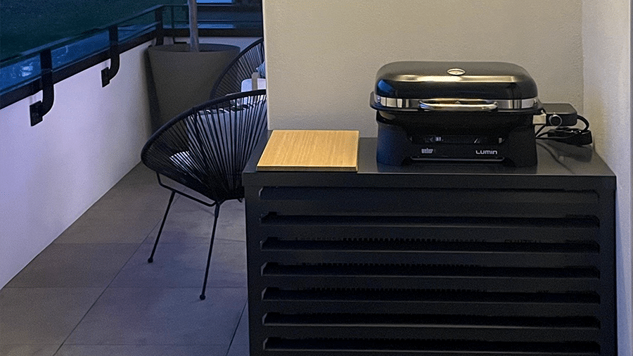 Cache clim sur mesure myCoverUp sur terrasse